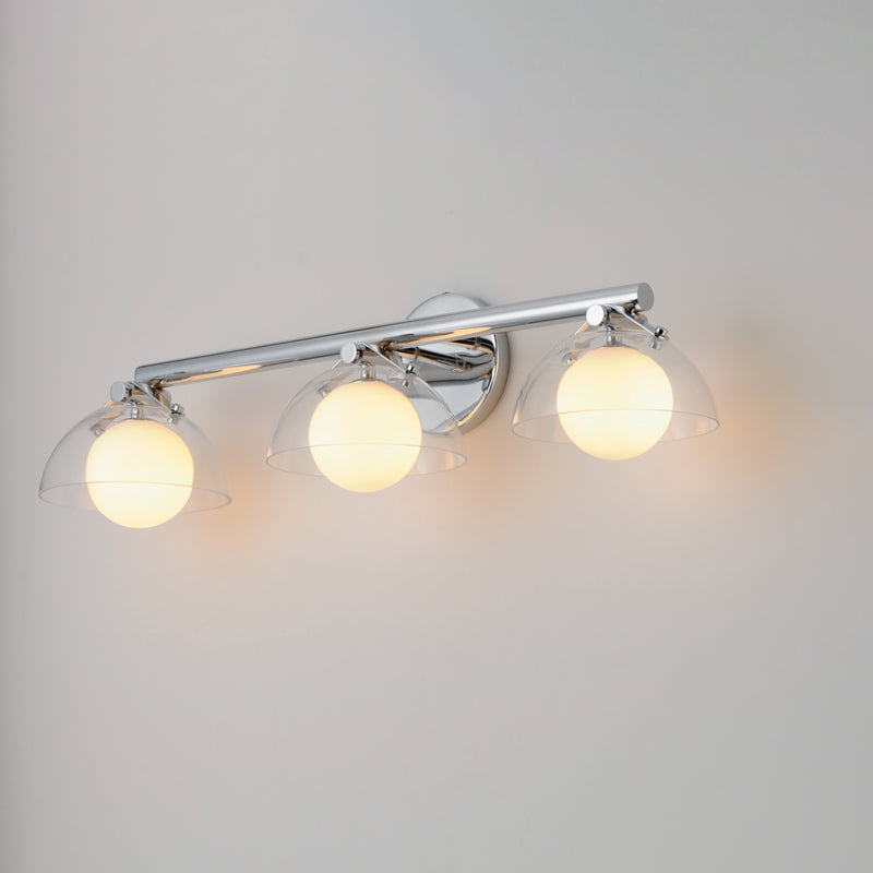 Domain 3 Light Wall Sconce By Studio M, Finish: Polished Chrome, Shades Color: Clear