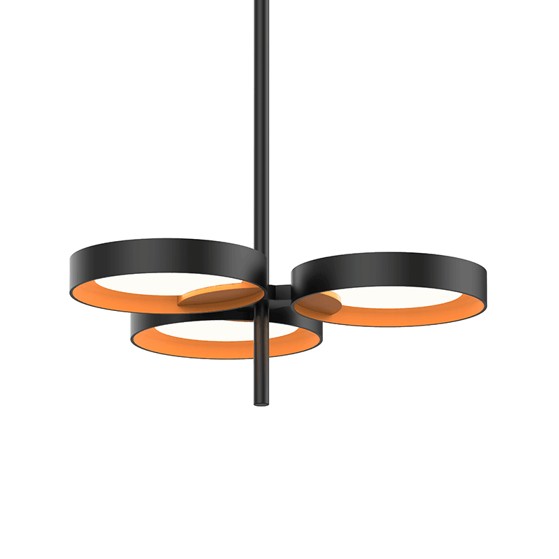 Light Guide Ring 3-Light Pendant by Sonneman, Finish: Black, White, Interior Finish: Apricot, Satin White,  | Casa Di Luce Lighting