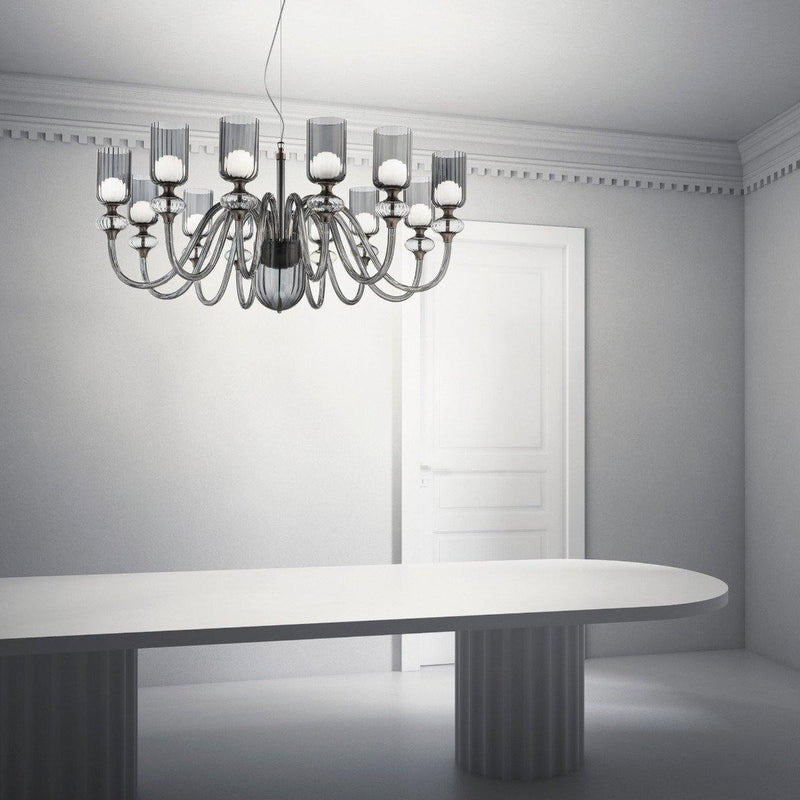 Candel Chandelier by Sylcom, Color: Grey, Finish: Brushed Black Nickel, Number of Lights: 12 | Casa Di Luce Lighting