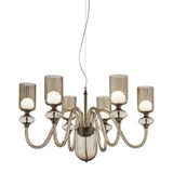 Candel Chandelier by Sylcom, Color: Clear, Blue, Smoke - Vistosi, Grey, Topaz - Sylcom, Milk White Clear - Sylcom, Finish: Brushed Gold, Brushed Black Nickel, Number of Lights: 6, 9, 12 | Casa Di Luce Lighting