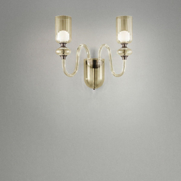 Candel Wall Light by Sylcom, Color: Clear, Blue, Smoke - Vistosi, Grey, Topaz - Sylcom, Milk White Clear - Sylcom, Finish: Brushed Gold, Brushed Black Nickel,  | Casa Di Luce Lighting