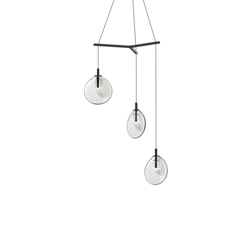 Cantina 3 Light Tri-Spreader LED Pendant by Sonneman, Color: Clear, Size: Small,  | Casa Di Luce Lighting