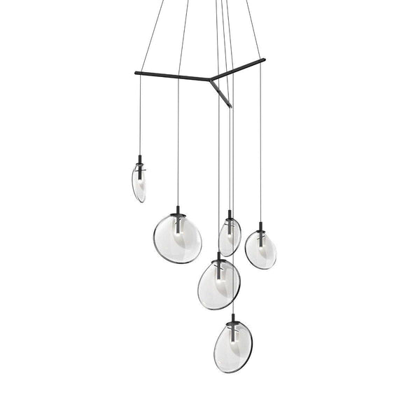 Cantina 6-Light Tri-Spreader LED Pendant by Sonneman, Color: Clear, White, Smokey, ,  | Casa Di Luce Lighting