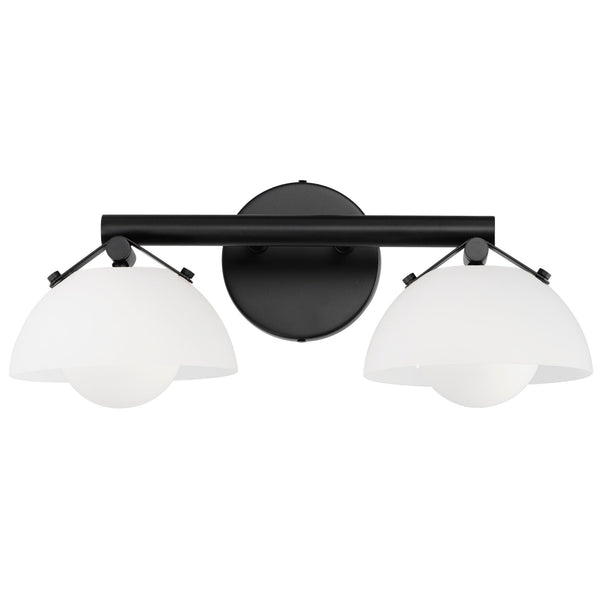 Domain 2 Light Wall Sconce By Studio M, Finish: Black, Shades Color: Frosted