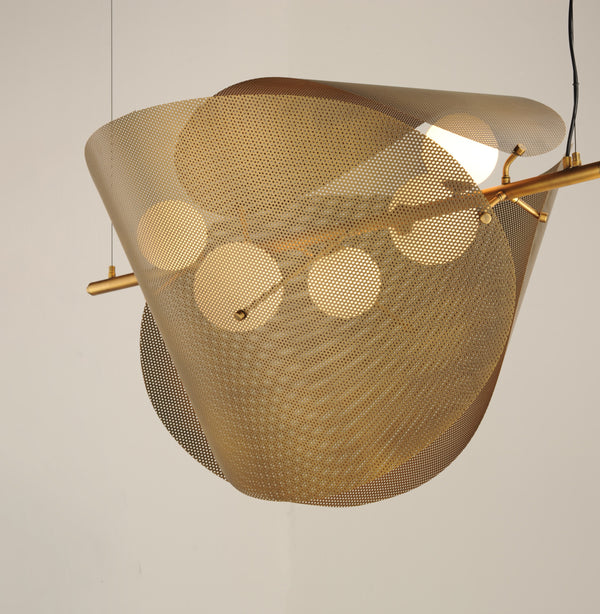 Chips Linear Suspension By Studio M, Finish: Natural Aged Brass