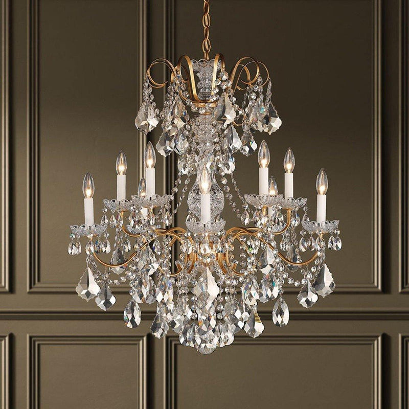 New Orleans Chandelier by Schonbek, Finish: Silver Polished-Schonbek, Size: Medium, Crystal Color: Golden Teak-Schonbek | Casa Di Luce Lighting