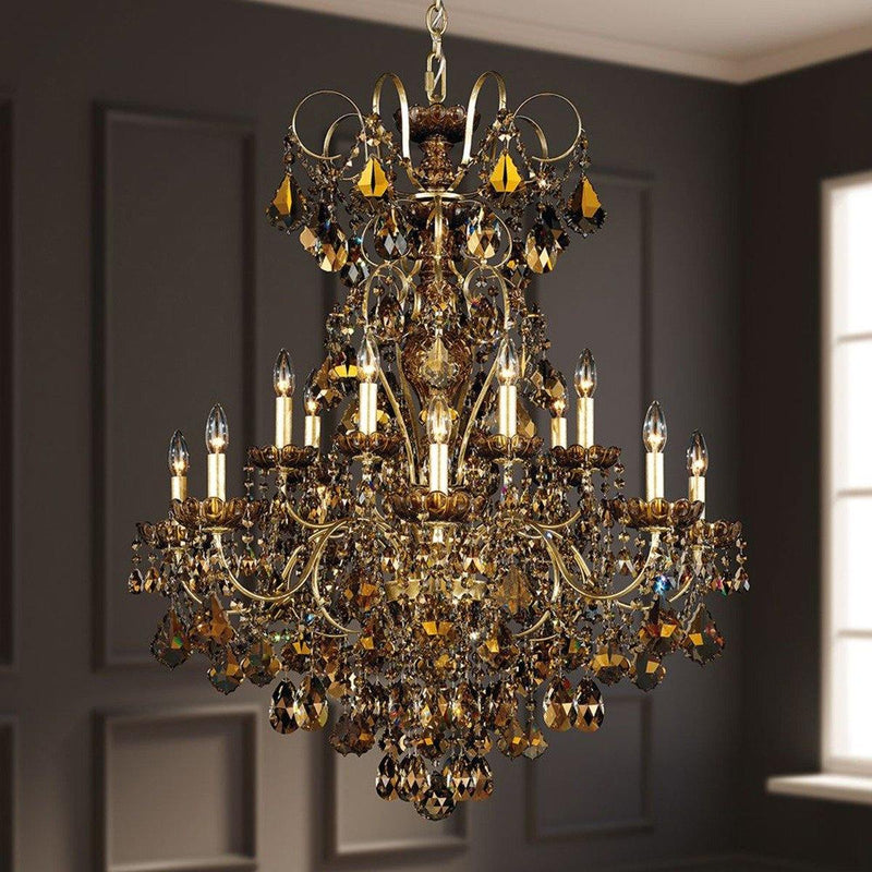 New Orleans Chandelier by Schonbek, Finish: Silver Antique-Schonbek, Size: Large, Crystal Color: Golden Teak-Schonbek | Casa Di Luce Lighting