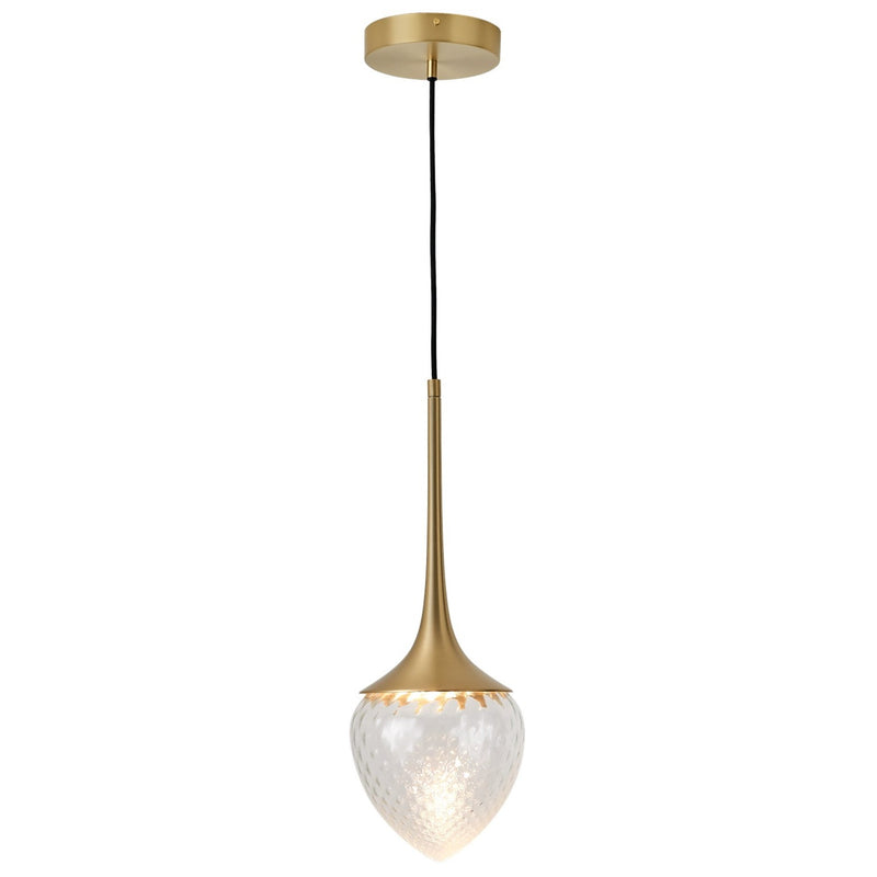 Louis Pendant By CVL, Finish: Satin Brass, Glass Type: Clear And Patterned, Size: X Large