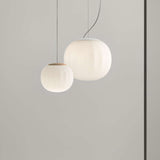 Lita Pendant Light By LucePlan, Finish Ash Wood / White, Size: Small / Medium