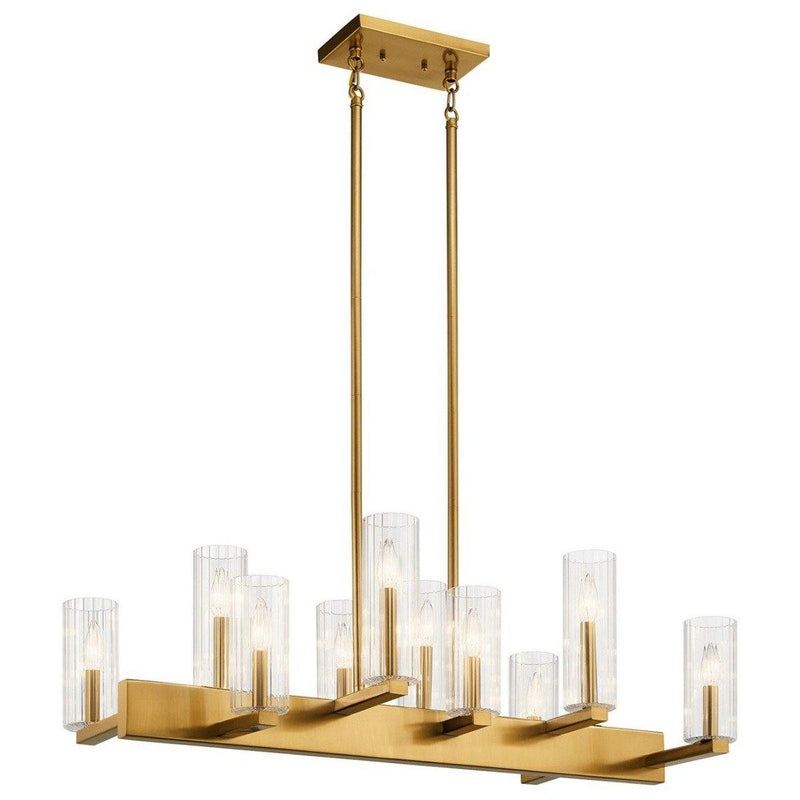 Cleara 10 Light Linear Chandelier by Kichler, Finish: Gold, ,  | Casa Di Luce Lighting