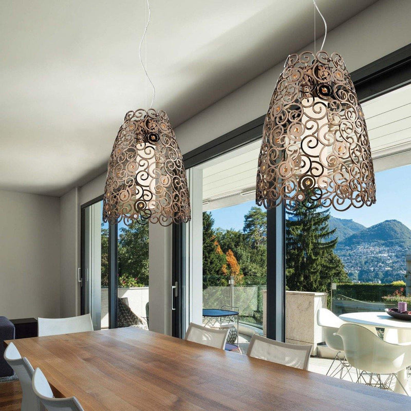 Crystal Marine Suspension by IDL, Finish: Chrome with Black Crystals-IDL, Light Gold with Burgundy Crystals-IDL, Bronze with Topaz Crystals-IDL, ,  | Casa Di Luce Lighting