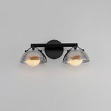 Domain 2 Light Wall Sconce By Studio M, Finish: Black, Shades Color: Mirror Smoke