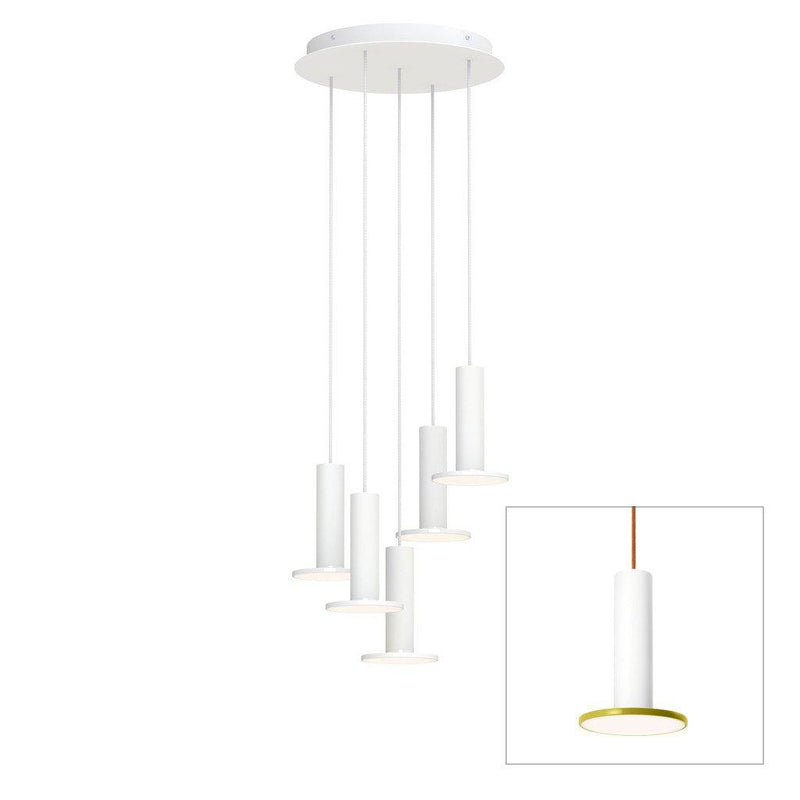 Cielo Multilight Chandelier by Pablo, Finish: White/Moss/ Copper Cord, Number of Lights: 5 lights,  | Casa Di Luce Lighting