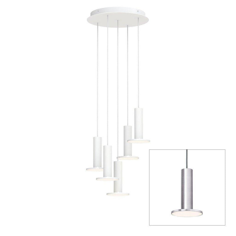 Cielo Multilight Chandelier by Pablo, Finish: Satin Aluminum/Gray Cord, Number of Lights: 5 lights,  | Casa Di Luce Lighting