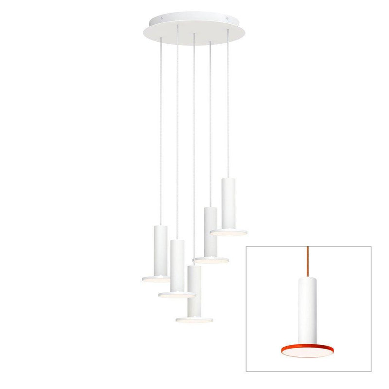 Cielo Multilight Chandelier by Pablo, Finish: White/Tomato/ Copper Cord, Number of Lights: 5 lights,  | Casa Di Luce Lighting