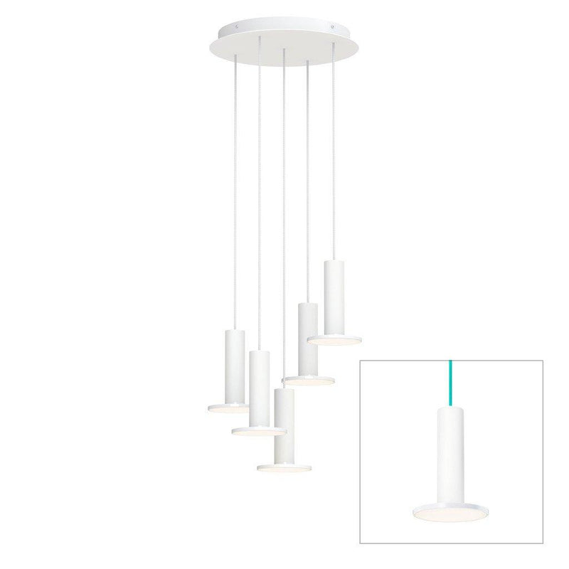 Cielo Multilight Chandelier by Pablo, Finish: White/Turquoise Cord, Number of Lights: 5 lights,  | Casa Di Luce Lighting