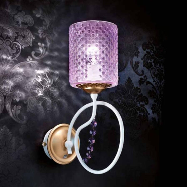 Class 3018-A Wall Sconce by Bellart by Bellart, Finishing: Gold Lacquered, Gold Leaf, White Lacquered, Glass: Crystal, Violet, lampshades: Amber, White, Violet | Casa Di Luce Lighting