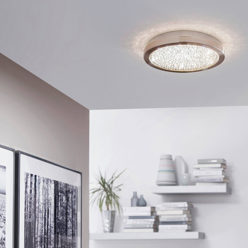 Arezzo Ceiling Light By Eglo - Satin Nickel Color on the ceiling