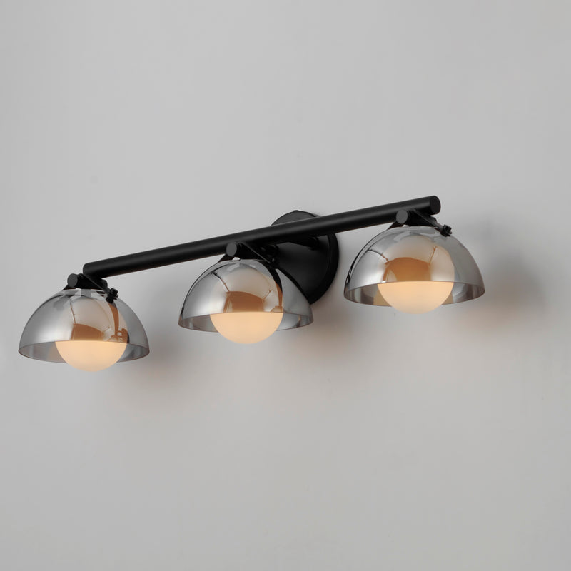 Domain 3 Light Wall Sconce By Studio M, Finish: Black, Shades Color: Mirror Smoke