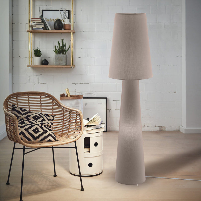 Carpara Floor Lamp By Eglo - Taupe Color along side a chair