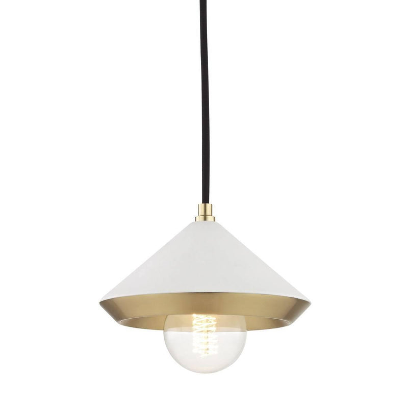 Marnie Pendant by Mitzi, Color: White, Finish: Brass Aged, Size: Small | Casa Di Luce Lighting