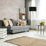 Camporale Floor Lamp By Eglo - Brass Color along side sofa