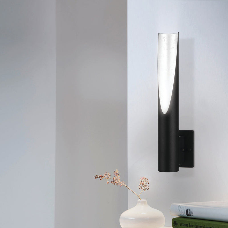 Barbotto Wall Light By Eglo - Black Color above the vase