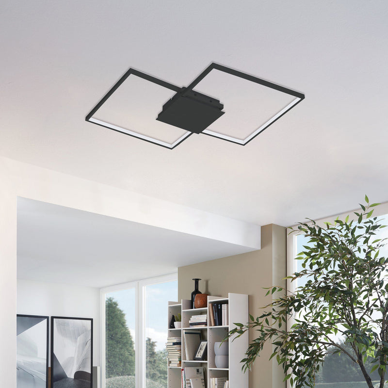 Millanius Wall/Ceiling Light  By Eglo - Black Color on the ceiling