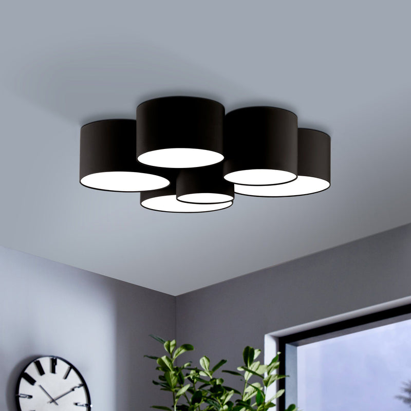 Pastore 2 Ceiling Light By Eglo - 6 Lights Black Color on the ceiling