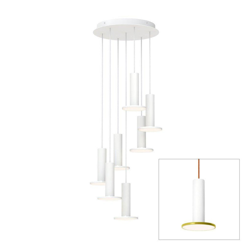 Cielo Multilight Chandelier by Pablo, Finish: White/Moss/ Copper Cord, Number of Lights: 7 lights,  | Casa Di Luce Lighting