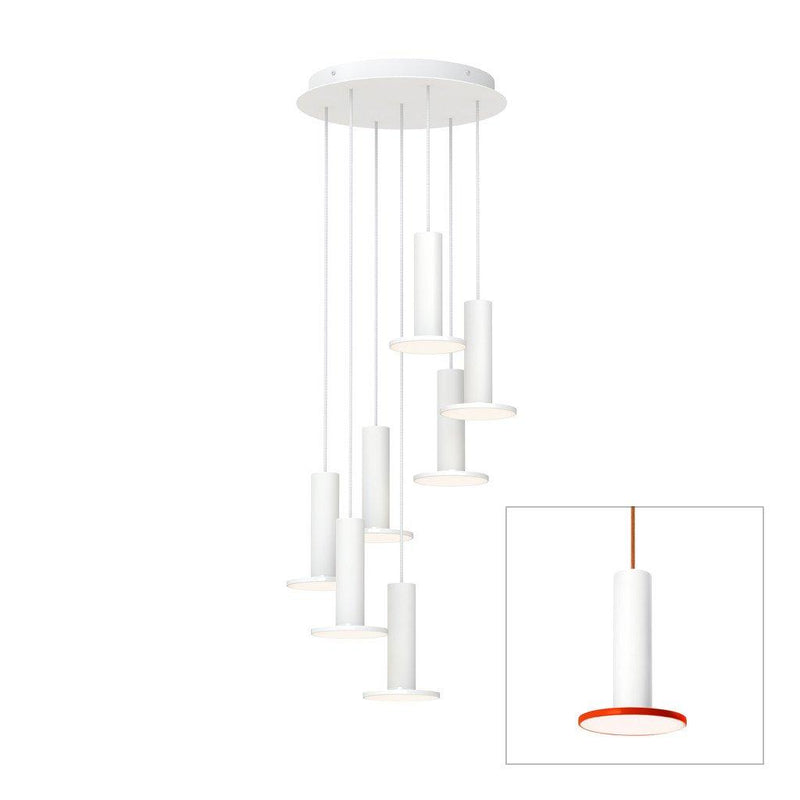 Cielo Multilight Chandelier by Pablo, Finish: White/Tomato/ Copper Cord, Number of Lights: 7 lights,  | Casa Di Luce Lighting