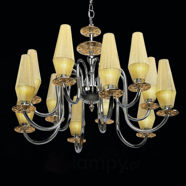 Karma 1810-L12L Chandelier by Bellart by Bellart, Finishing: Chromium Bath, Black Nickel, White Lacquered, Shades: Black, Amber, White, Turquoise, Violet,  | Casa Di Luce Lighting
