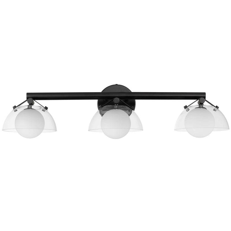 Domain 3 Light Wall Sconce By Studio M, Finish: Black, Shades Color: Clear