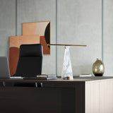 Brushed Light Gold Traccia Table Lamp in Office
