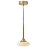Louis Pendant By CVL, Finish: Satin Brass  Nickel, Glass Type: Opal And Patterned, Size: X Small