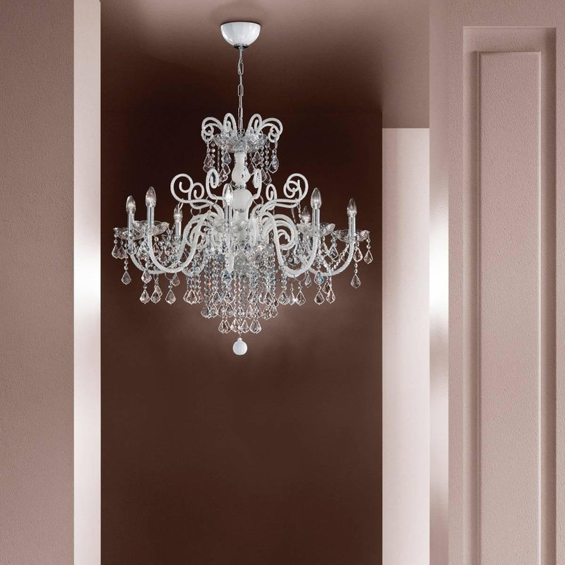 Dandolo Chandelier by Sylcom, Color: Milk White Clear - Sylcom, Finish: Polish Chrome, Size: Large | Casa Di Luce Lighting