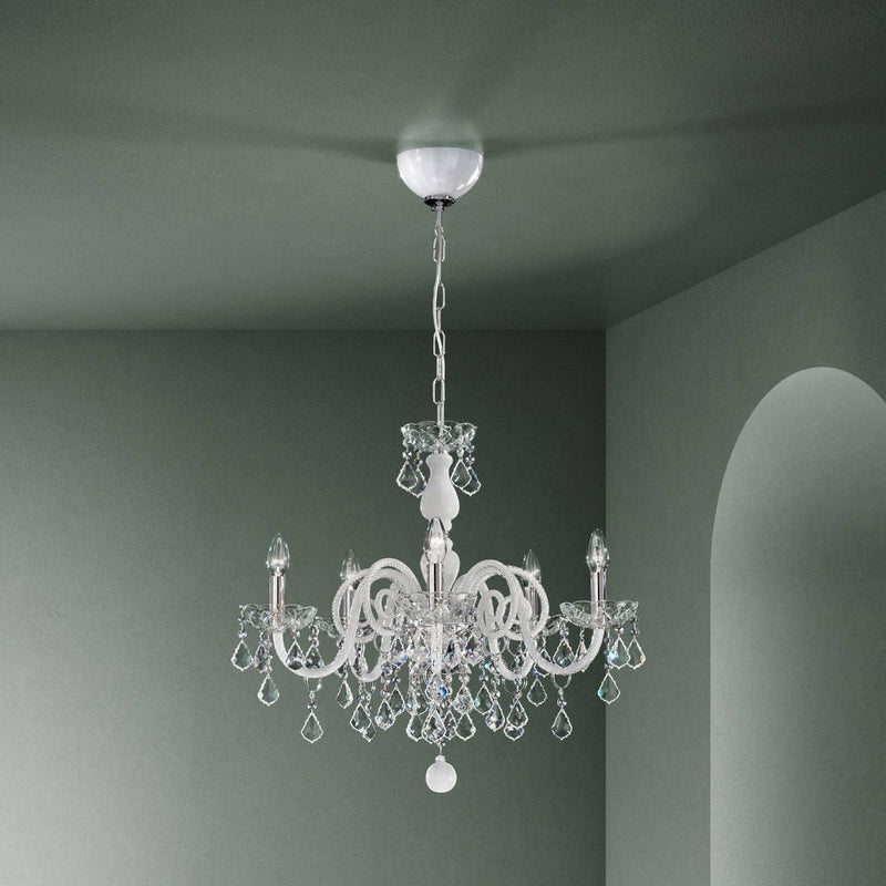 Dandolo 949 Chandelier by Sylcom, Color: Denim with Lead Pendants - Sylcom, Finish: Polish Gold, Size: Large | Casa Di Luce Lighting