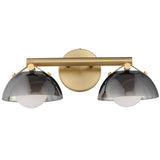 Domain 2 Light Wall Sconce By Studio M, Finish: Natural Aged Brass, Shades Color: Mirror Smoke