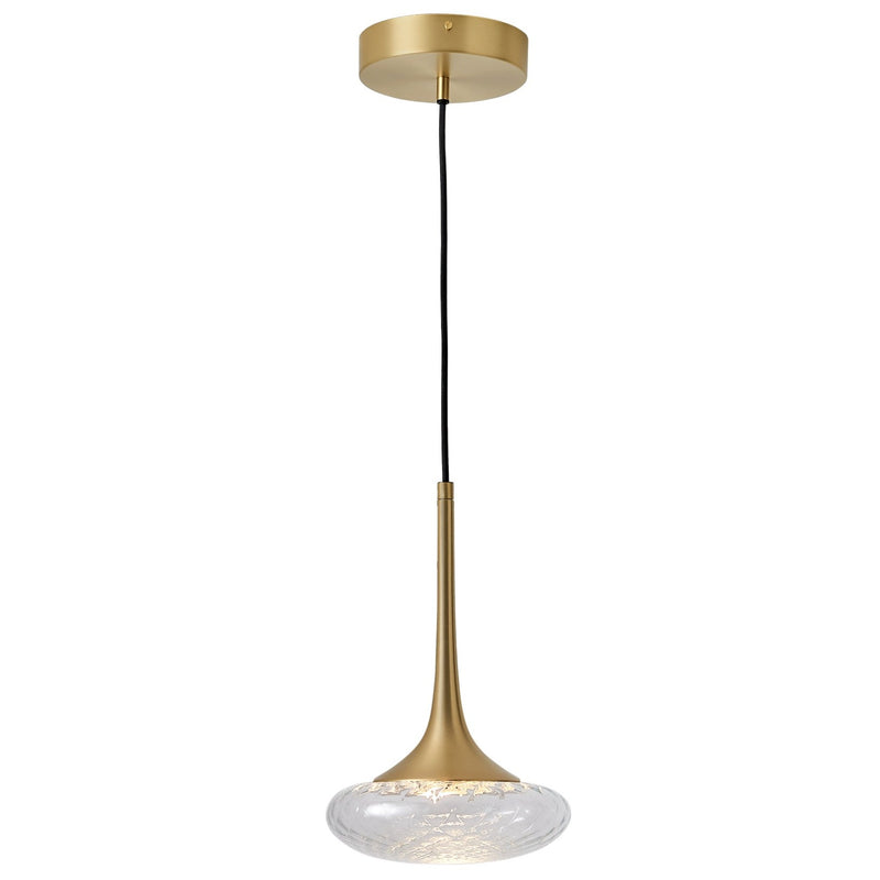 Louis Pendant By CVL, Finish: Satin Brass  Nickel, Glass Type: Clear, Size: X Small
