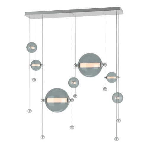 ABACUS DOUBLE LINEAR LED PENDANT BY HUBBARDTON FORGE, COLOR: COOL GREY, FINISH: VINTAGE PLATINUM, | CASA DI LUCE LIGHTING