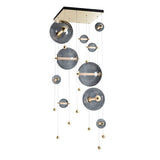 ABACUS SQUARE 10-LED PENDANT BY HUBBARDTON FORGE, COLOR: COOL GREY, FINISH: MODERN BRASS G, | CASA DI LUCE LIGHTING
