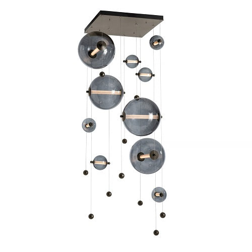 ABACUS SQUARE 10-LED PENDANT BY HUBBARDTON FORGE, COLOR: COOL GREY, FINISH: OIL RUBBED BRONZE, | CASA DI LUCE LIGHTING