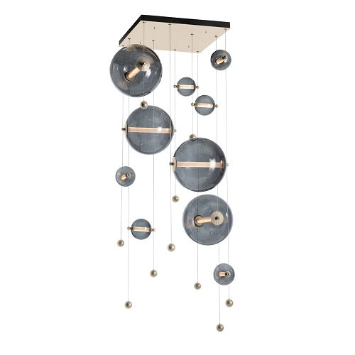 ABACUS SQUARE 10-LED PENDANT BY HUBBARDTON FORGE, COLOR: COOL GREY, FINISH: SOFT GOLD, | CASA DI LUCE LIGHTING