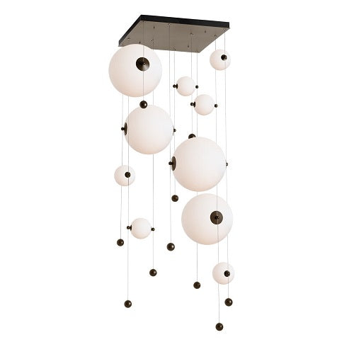 ABACUS SQUARE 10-LED PENDANT BY HUBBARDTON FORGE, COLOR: OPAL, FINISH: BRONZE, | CASA DI LUCE LIGHTING