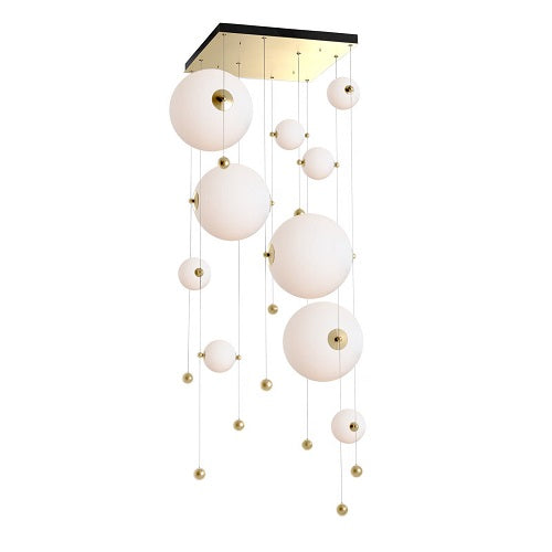 ABACUS SQUARE 10-LED PENDANT BY HUBBARDTON FORGE, COLOR: OPAL, FINISH: MODERN BRASS, | CASA DI LUCE LIGHTING