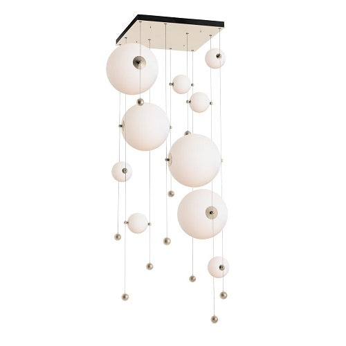 ABACUS SQUARE 10-LED PENDANT BY HUBBARDTON FORGE, COLOR: OPAL, FINISH: SOFT GOLD, | CASA DI LUCE LIGHTING
