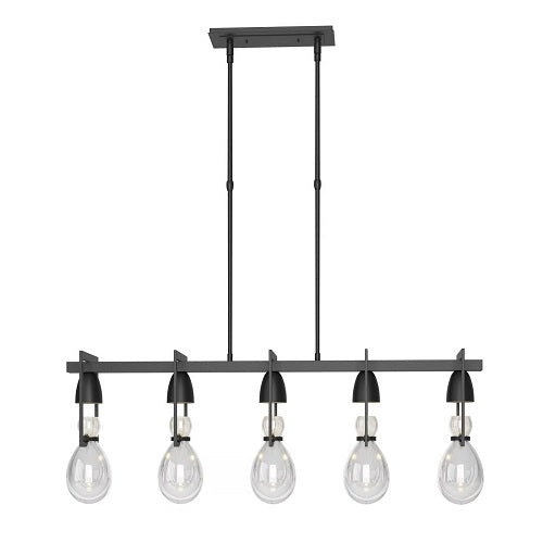 APOTHECARY LINEAR PENDANT BY HUBBARDTON FORGE, FINISH: BLACK, CLEAR GLASS, STEM LENGTH: STANDARD,  | CASA DI LUCE LIGHTING