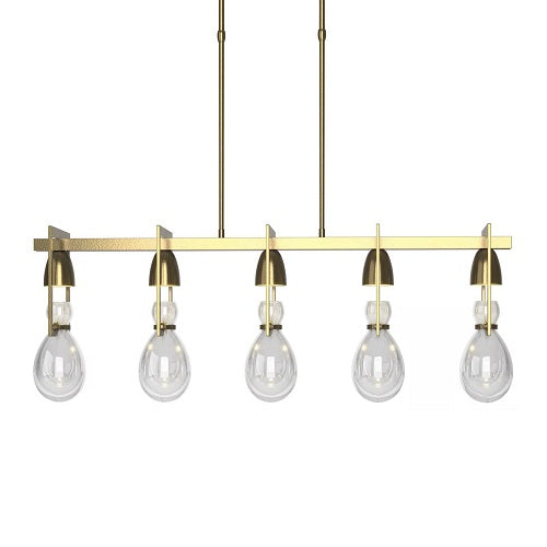 APOTHECARY LINEAR PENDANT BY HUBBARDTON FORGE, FINISH: MODERN BRASS, CLEAR GLASS, STEM LENGTH: SHORT,  | CASA DI LUCE LIGHTING