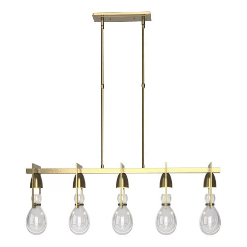 APOTHECARY LINEAR PENDANT BY HUBBARDTON FORGE, FINISH: MODERN BRASS, CLEAR GLASS, STEM LENGTH: STANDARD,  | CASA DI LUCE LIGHTING