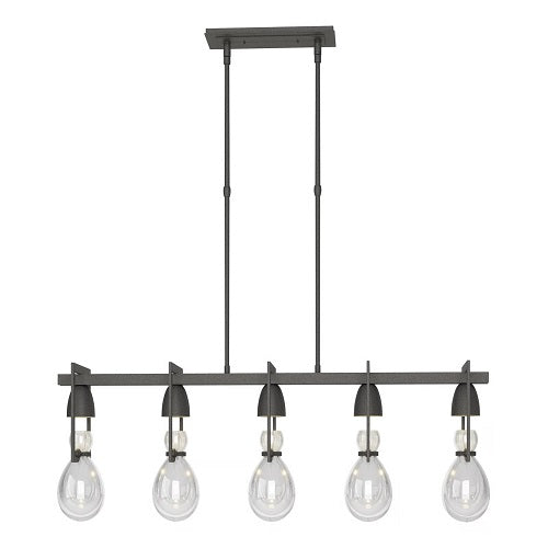 APOTHECARY LINEAR PENDANT BY HUBBARDTON FORGE, FINISH: NATURAL IRON, CLEAR GLASS, STEM LENGTH: STANDARD,  | CASA DI LUCE LIGHTING